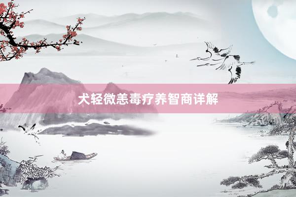 犬轻微恙毒疗养智商详解